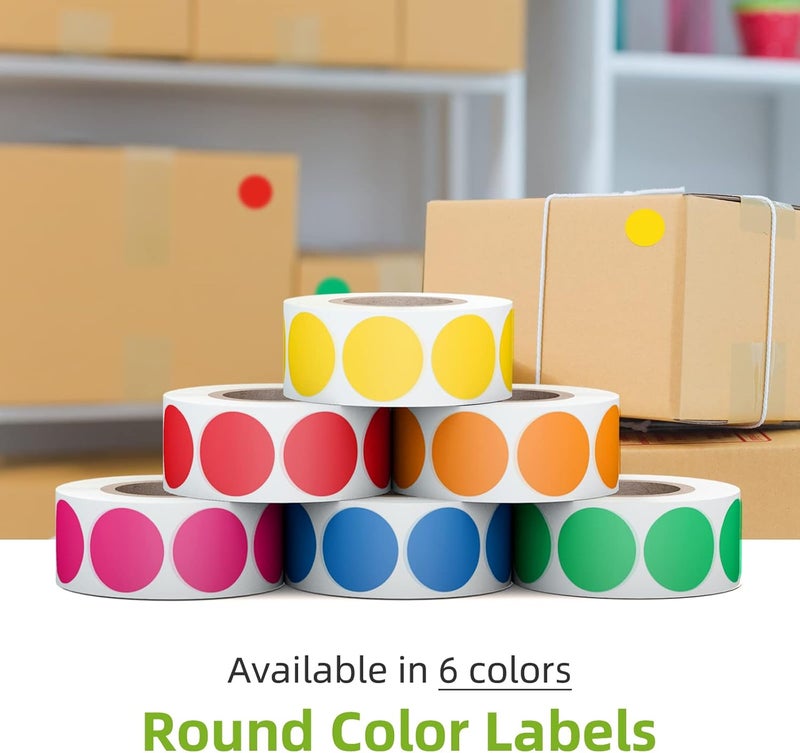 Anylabel 3/4" Round Color Coding Circle Dot Labels 3000 PCS Includes Bright Yellow Green Red Pink Orange Blue(6 Rolls,500 Labels/Roll) - Image 4